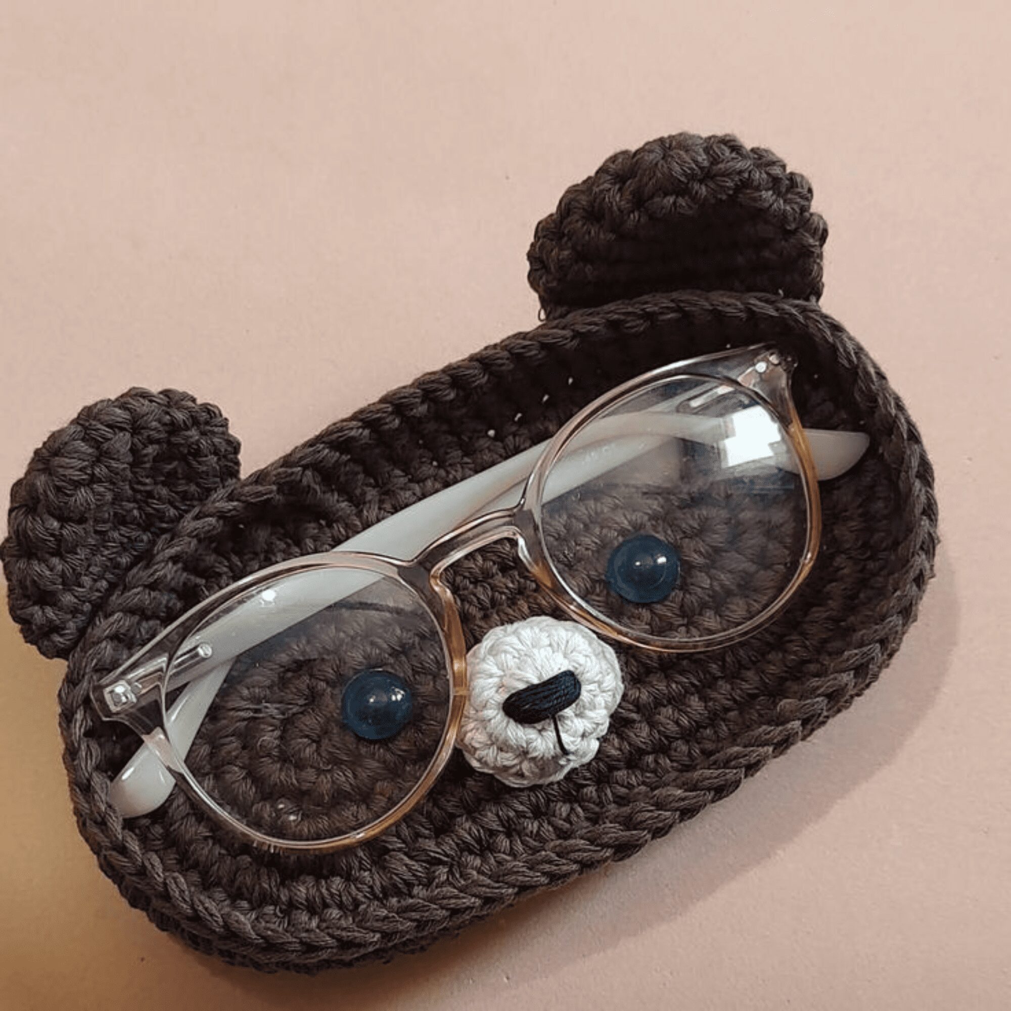 Handmade Crochet Bear Eyeglass Holder – Cute Desk Buddy