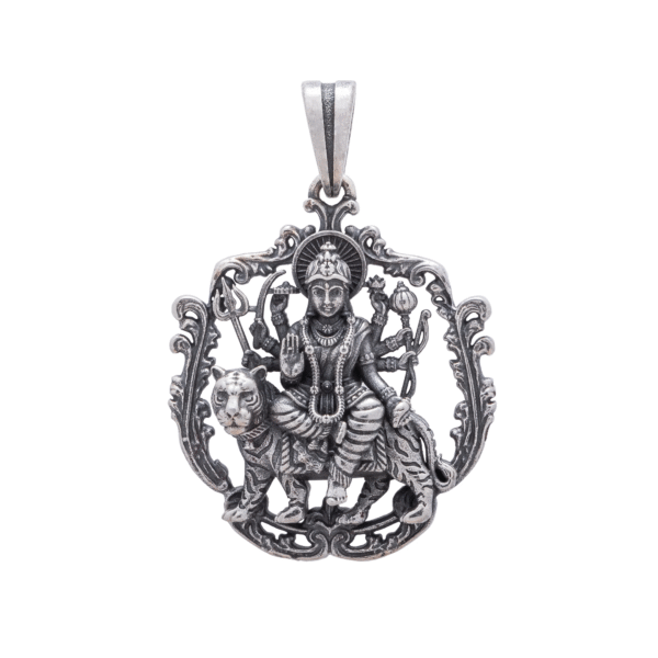 Ambe Ambika Mahadevi Goddess 925 Sterling Silver Pendant