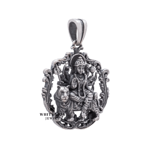 Ambe Ambika Mahadevi Goddess 925 Sterling Silver Pendant - Image 2
