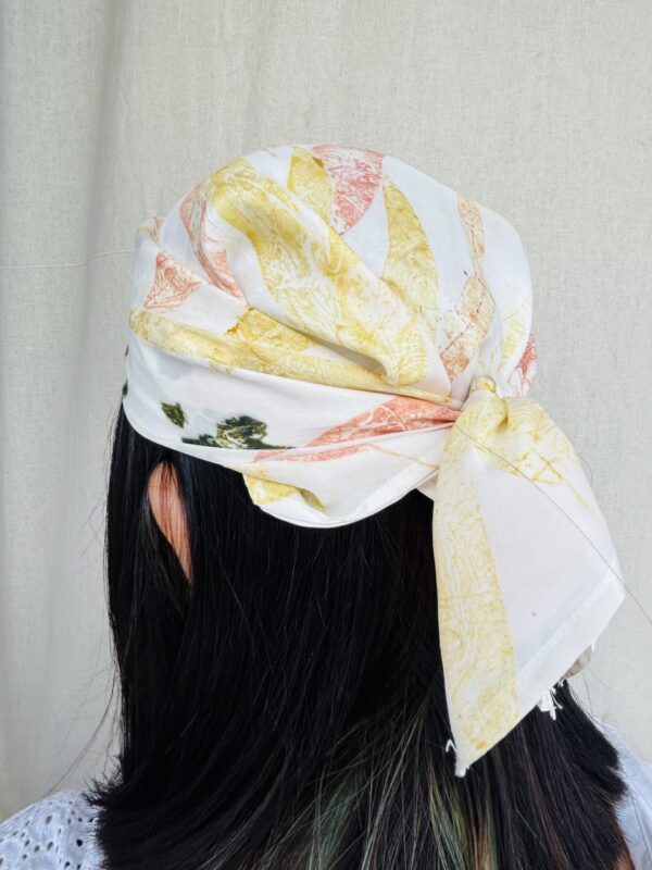Eco-printed Leaf Print Bandana - Image 2
