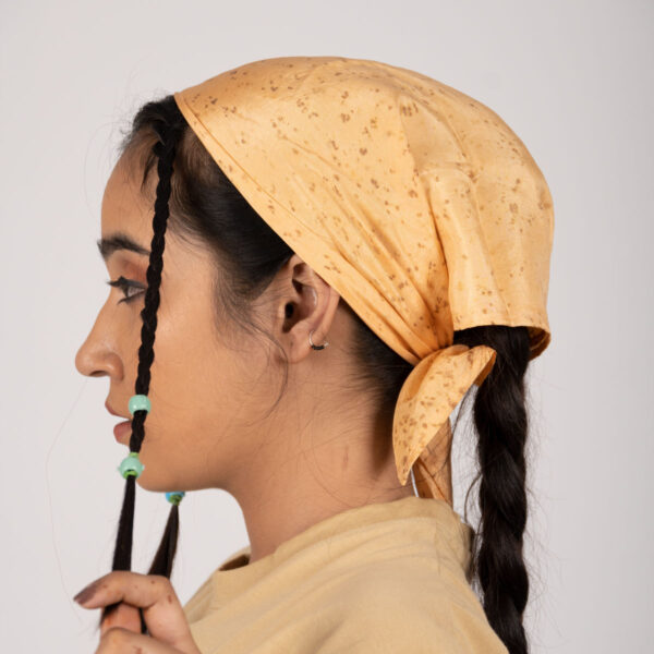 Eco-printed Silk Bandana - Peach with brown dots