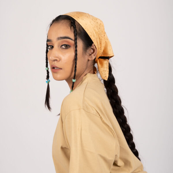 Eco-printed Silk Bandana - Peach with brown dots - Image 3