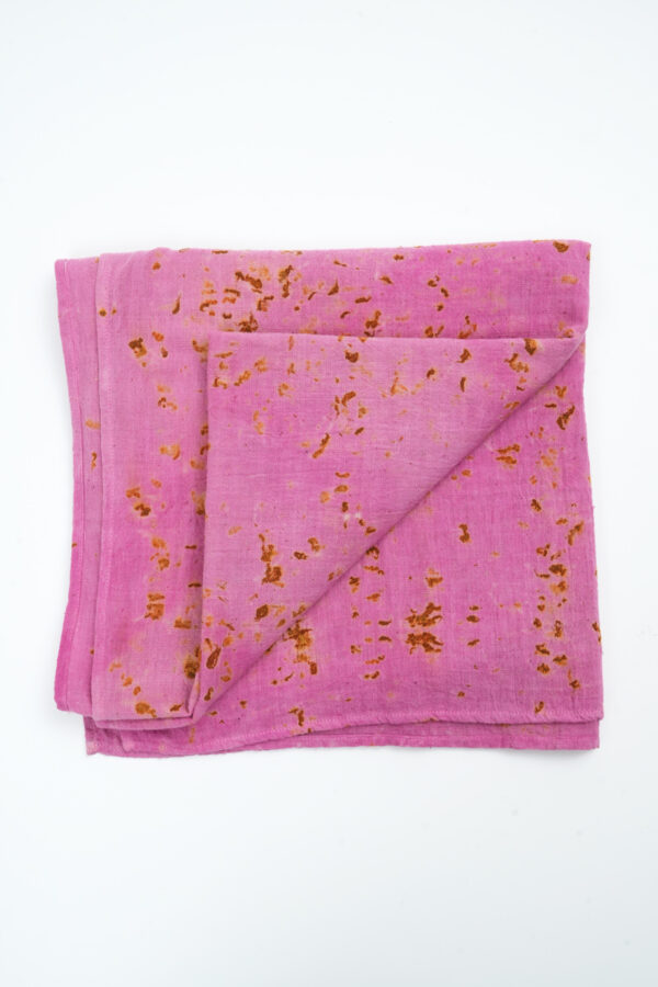 Eco-printed Kala Cotton Stole- Pink with Yellow - Image 3
