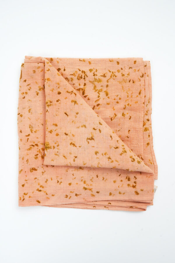Eco-printed Kala Cotton Stole -  Peach with Yellow - Image 2