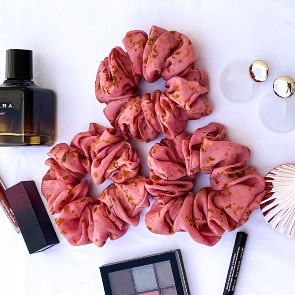 Eco-printed Silk Scrunchies - Set of 3- Pink