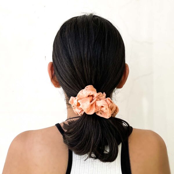Eco-printed Silk Scrunchies - Set of 3- Peach - Image 2