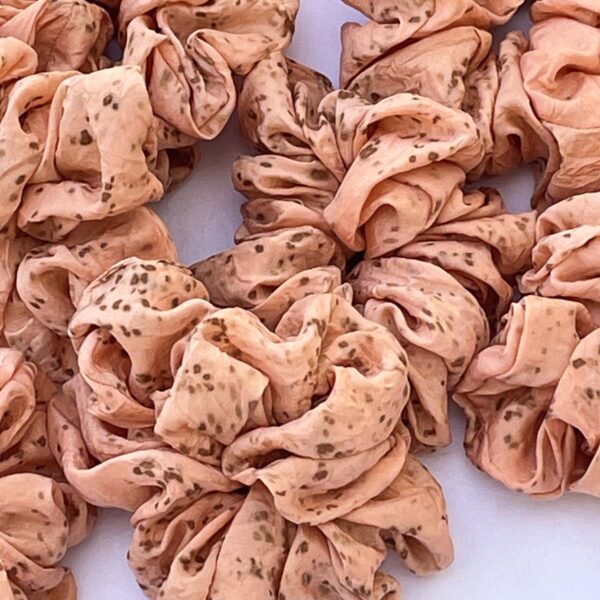 Eco-printed Silk Scrunchies - Set of 3- Peach