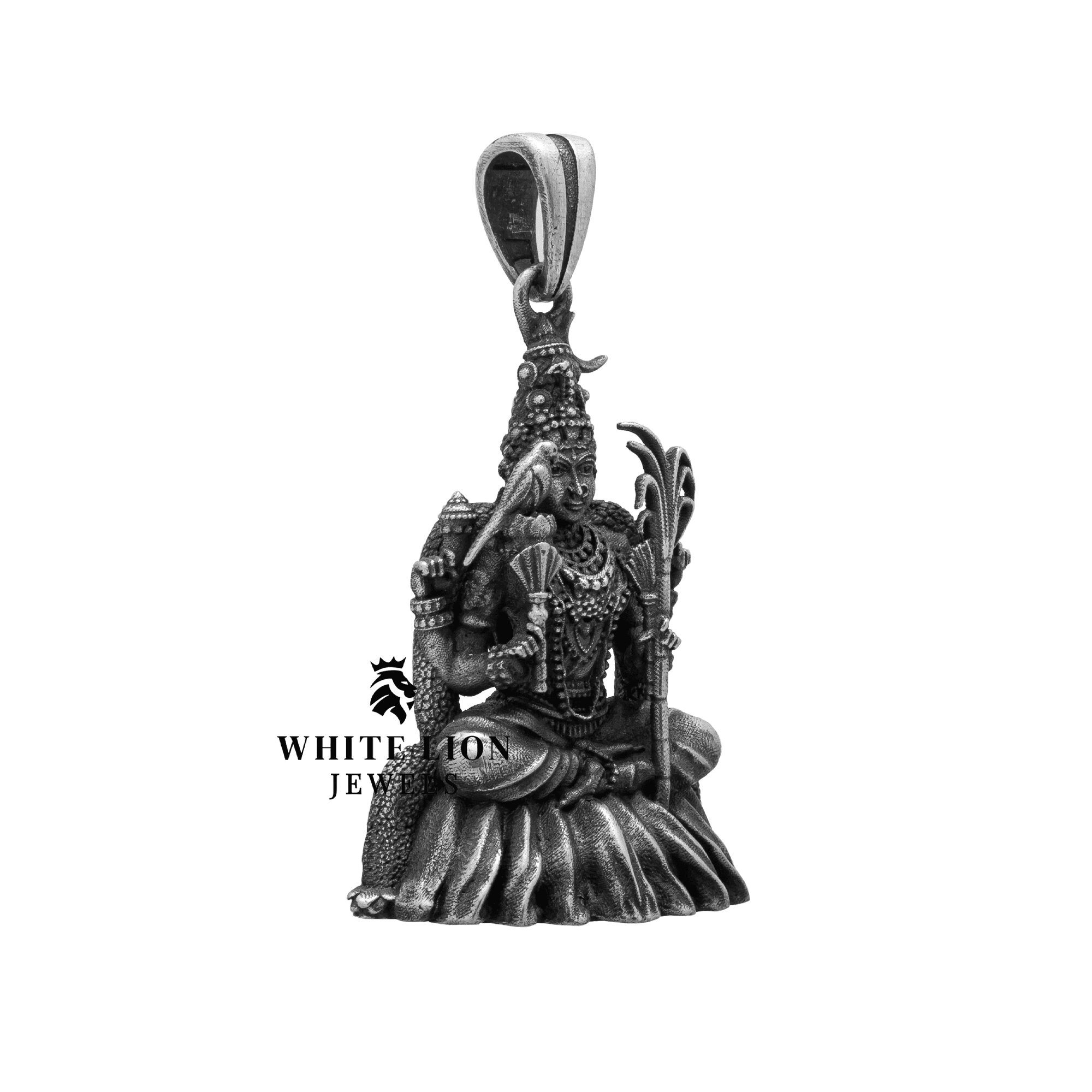 Goddess Kanchi Kamakshi Parvati 925 Sterling Silver Pendant - Image 2