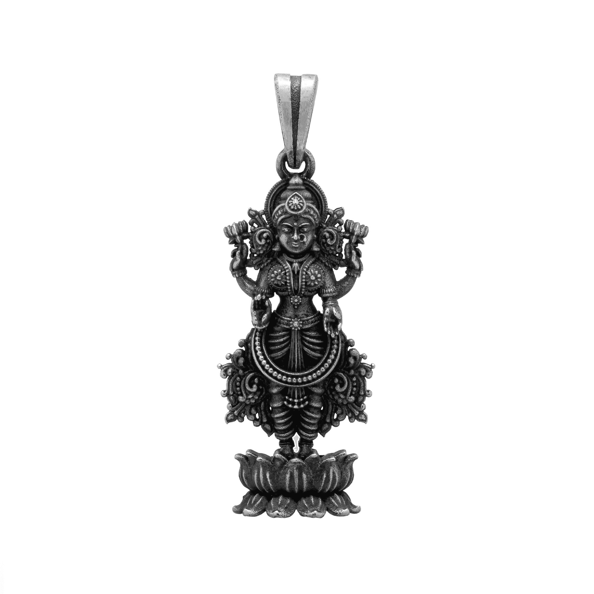Goddess Laxmi Wealth Fortune Prosperity Beauty 925 Sterling Silver Pendant