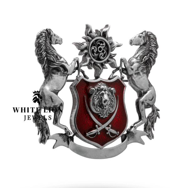 Horse Strength Power Speed SunLion Sword Warrior Animal Royal 925 Silver Brooch Pin - Image 2