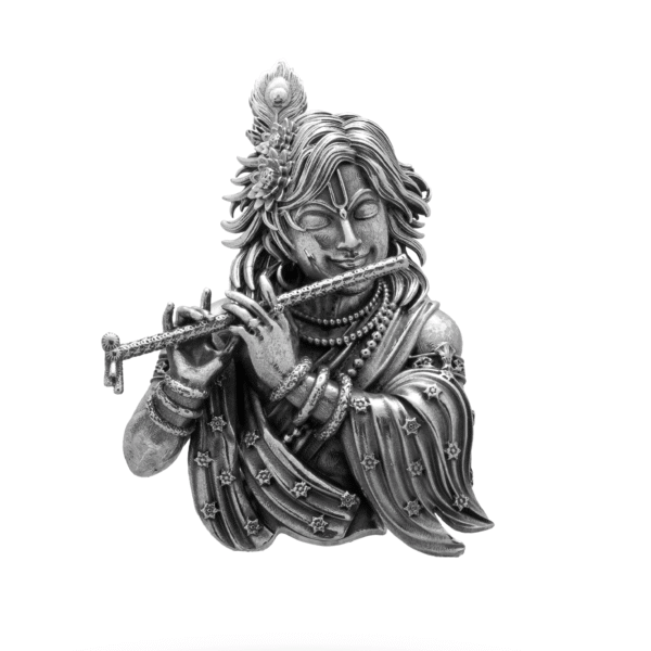 Supreme Deity God Krishna Vishnu avatar Bhagavad Gita Flute Hindu 925 Silver Brooch