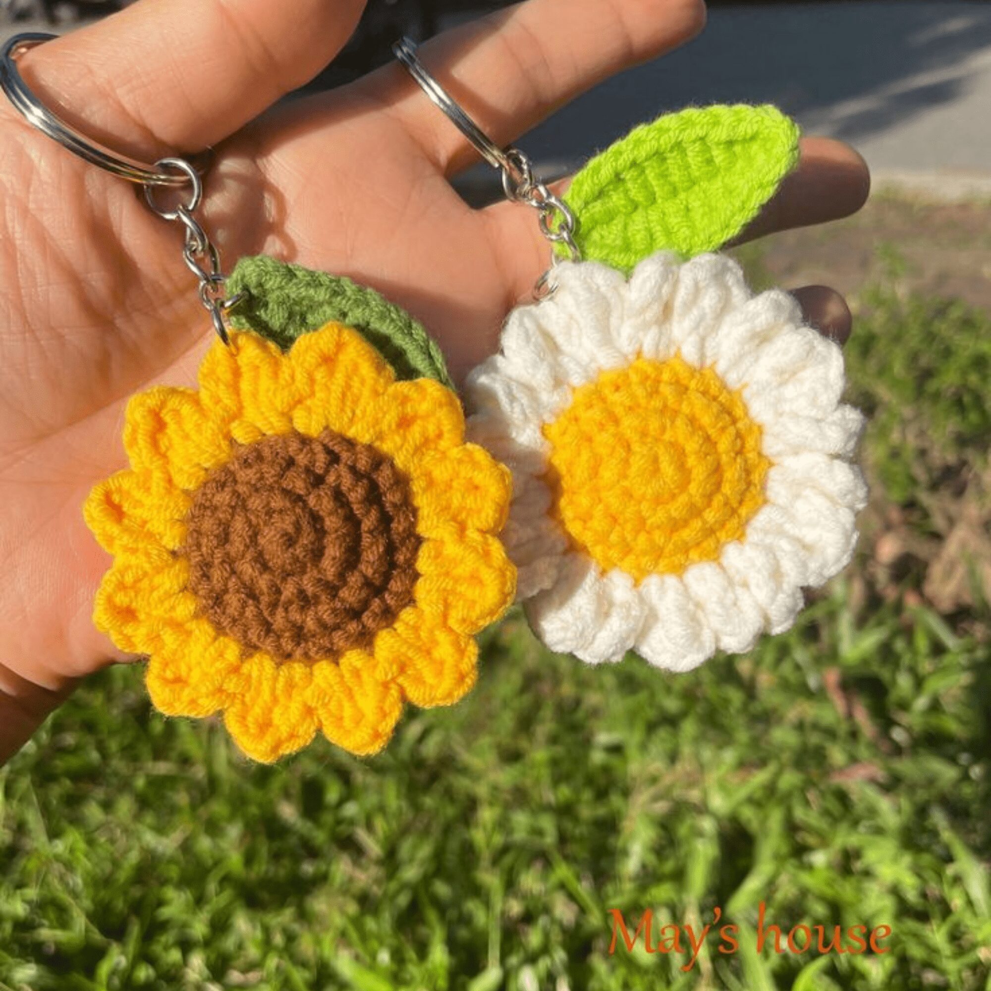 Handmade Crochet Sunflower Keychain – Cute Gift for Her