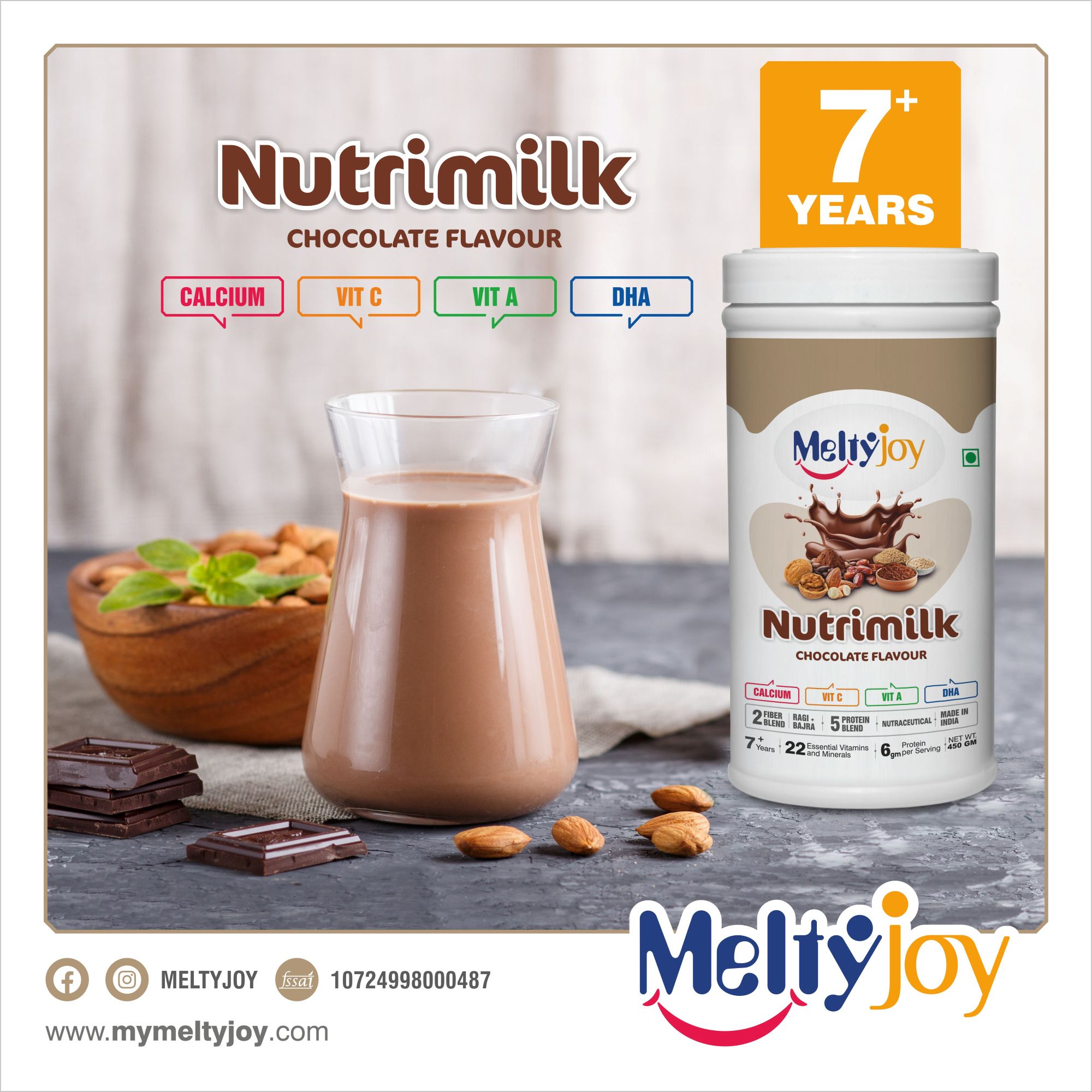 Melty joy Nutrimilk chocolate nutritional powder 7+ year