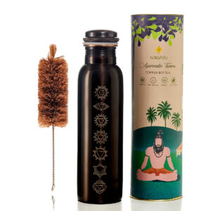 Sarveda 7 Chakra Vintage Copper Water Bottle with Cleaning Brush 1 Litre