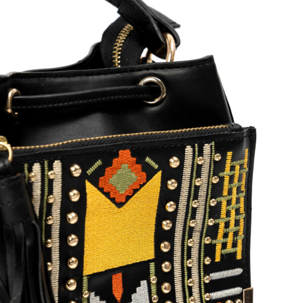 Nora Vegan Leather Sling Bag - Black - Image 4