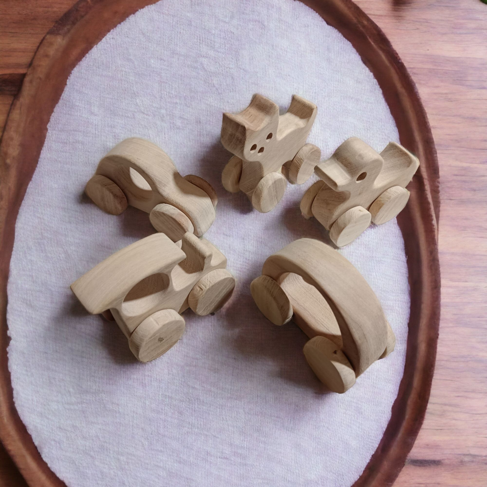 Pack of 5 Toys Unique Wheel Toys for Growing Toddlers- Made from Pure & Seasoned Neem Wood - Image 4
