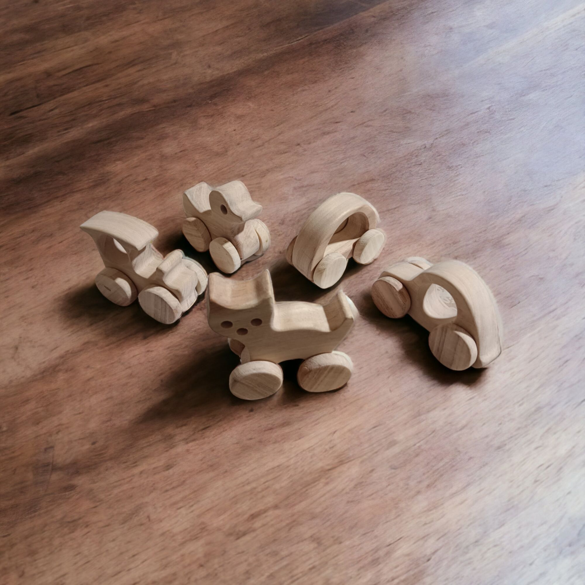 Pack of 5 Toys Unique Wheel Toys for Growing Toddlers- Made from Pure & Seasoned Neem Wood