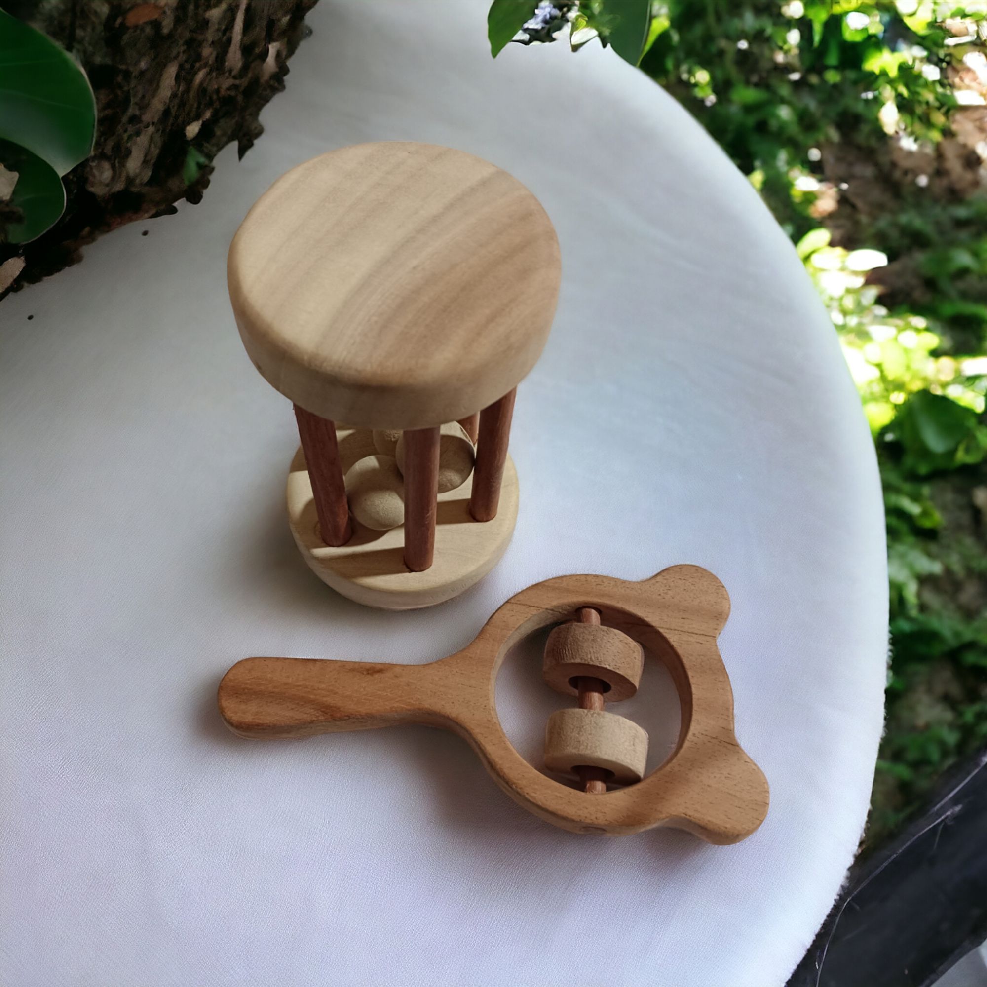 Neem Wooden Tumbler & Mickey Head Rattles - Image 2