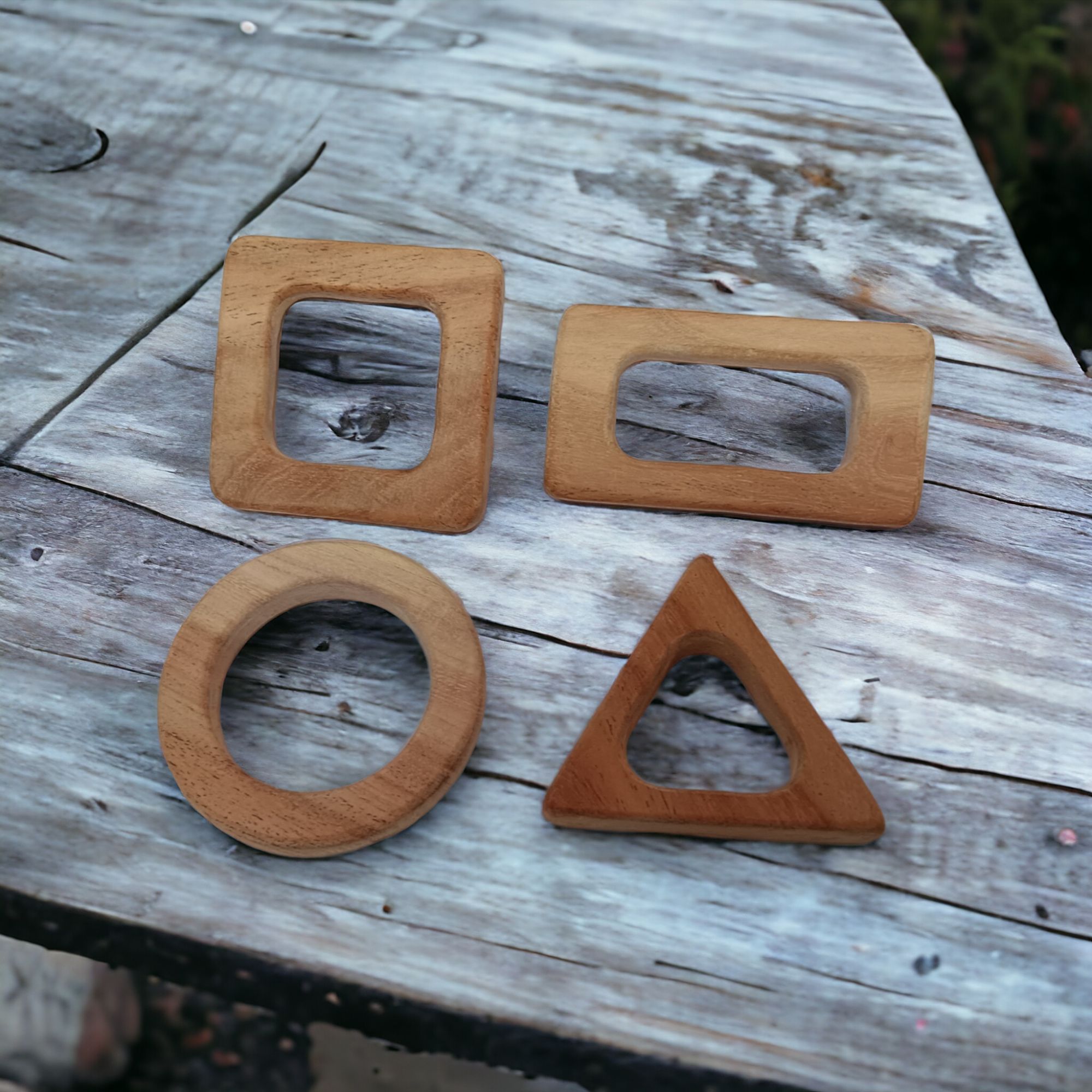 Neem Wooden Math Teethers For Babies of Age 0 To 3 Years | Square, Rectangle, Triangle & Circle Shapes - Image 2