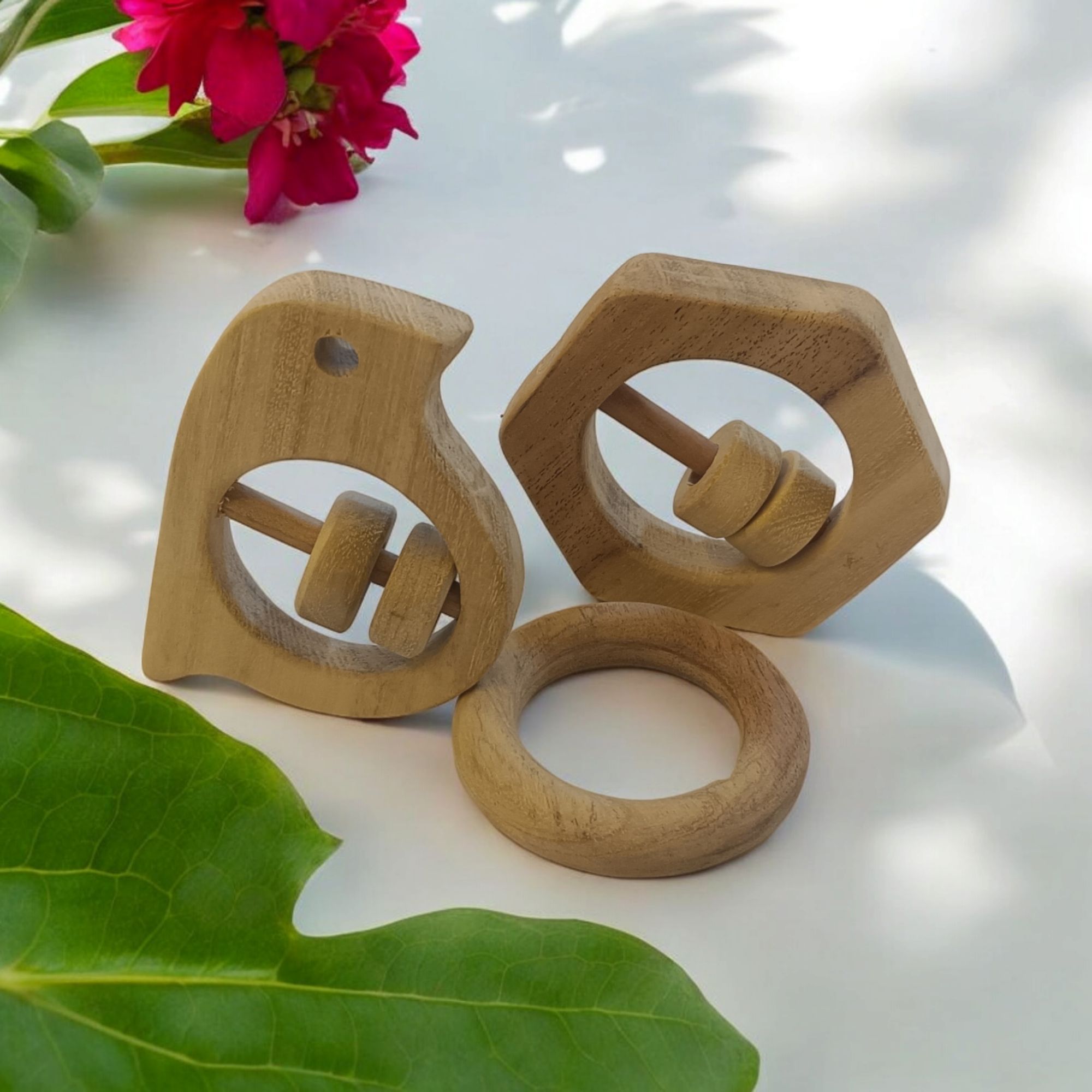 Sensory Developing Rattles & Teether - Made from pure neem wood - Image 3