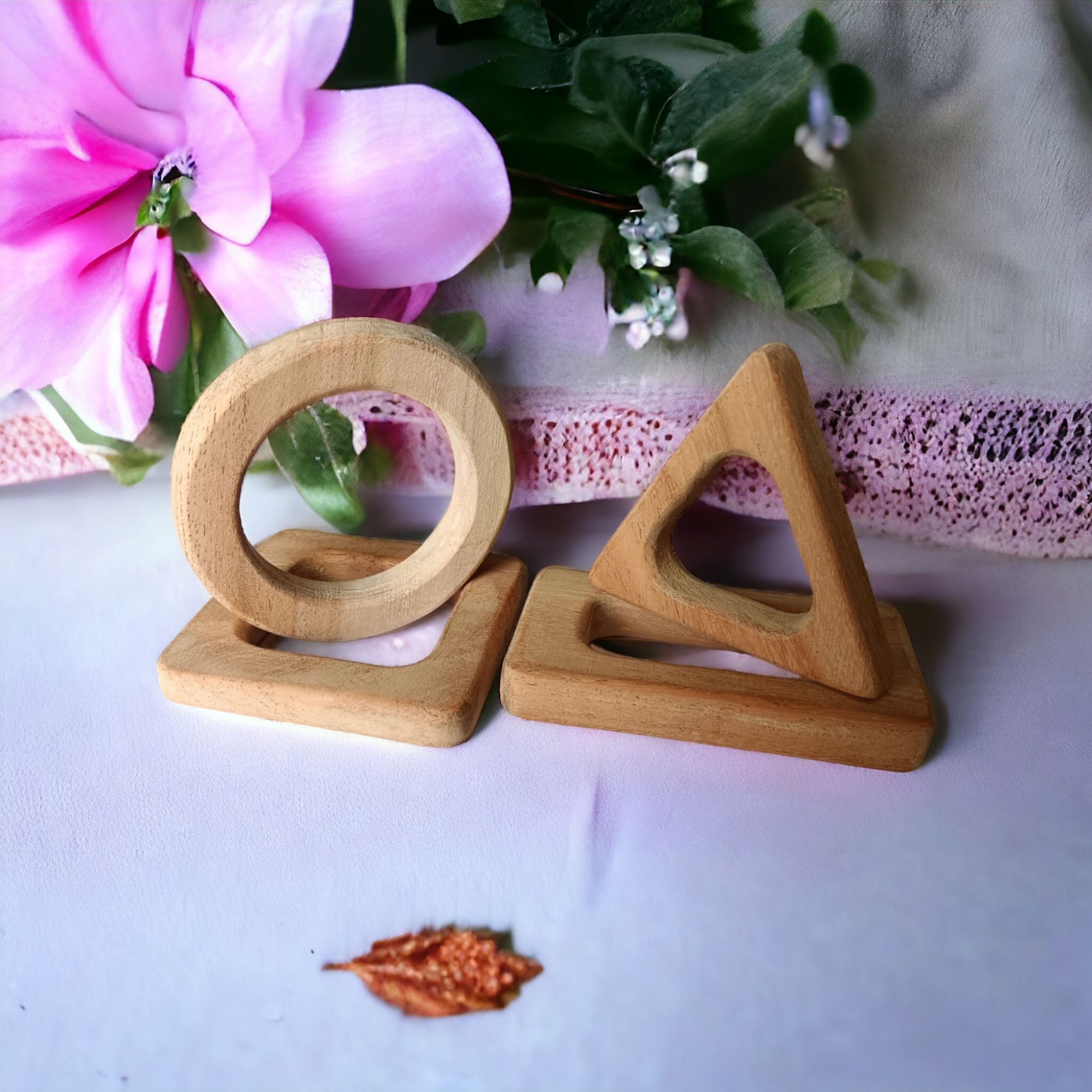 Neem Wooden Math Teethers For Babies of Age 0 To 3 Years | Square, Rectangle, Triangle & Circle Shapes - Image 3