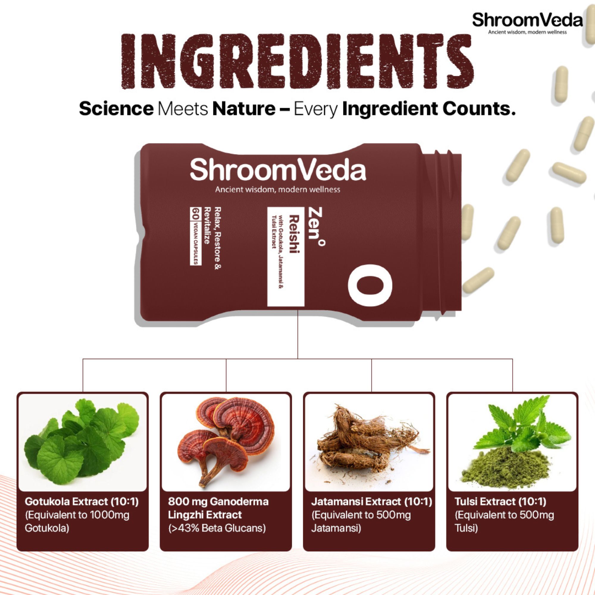 ShroomVeda ZEN Reishi Capsules| 800mg Reishi - Image 4