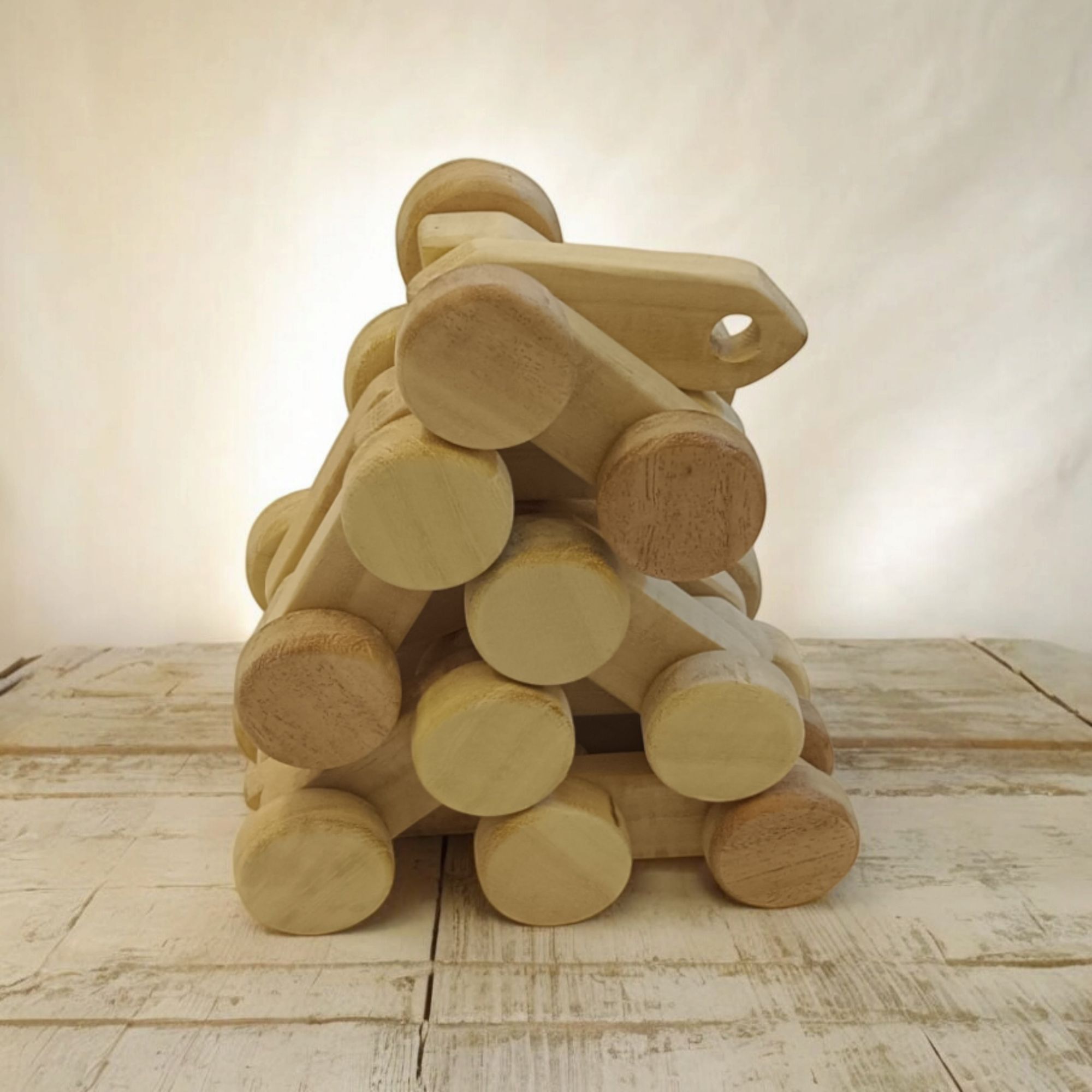 Neem Wooden Chain Car for Toddlers - Image 3