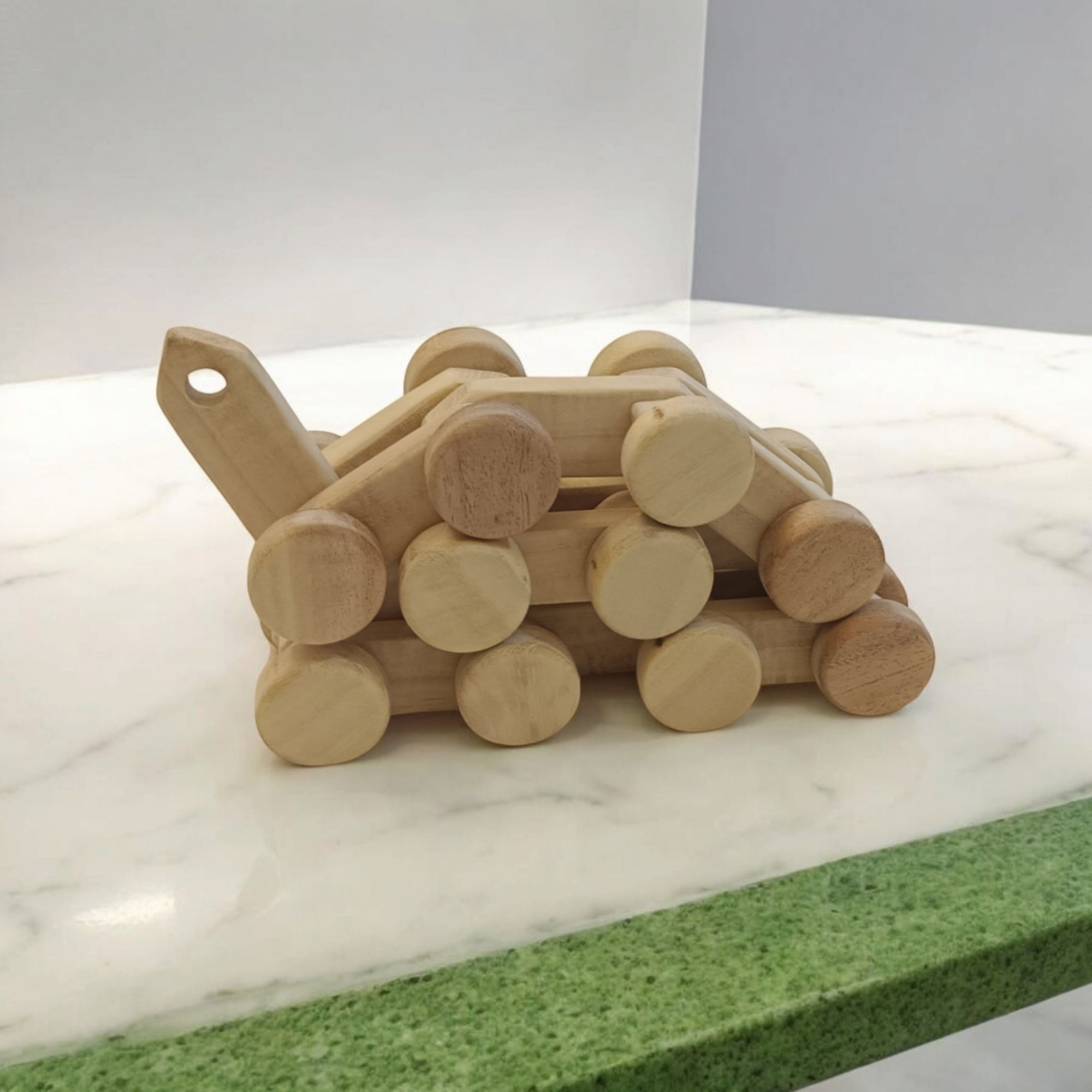 Neem Wooden Chain Car for Toddlers - Image 4