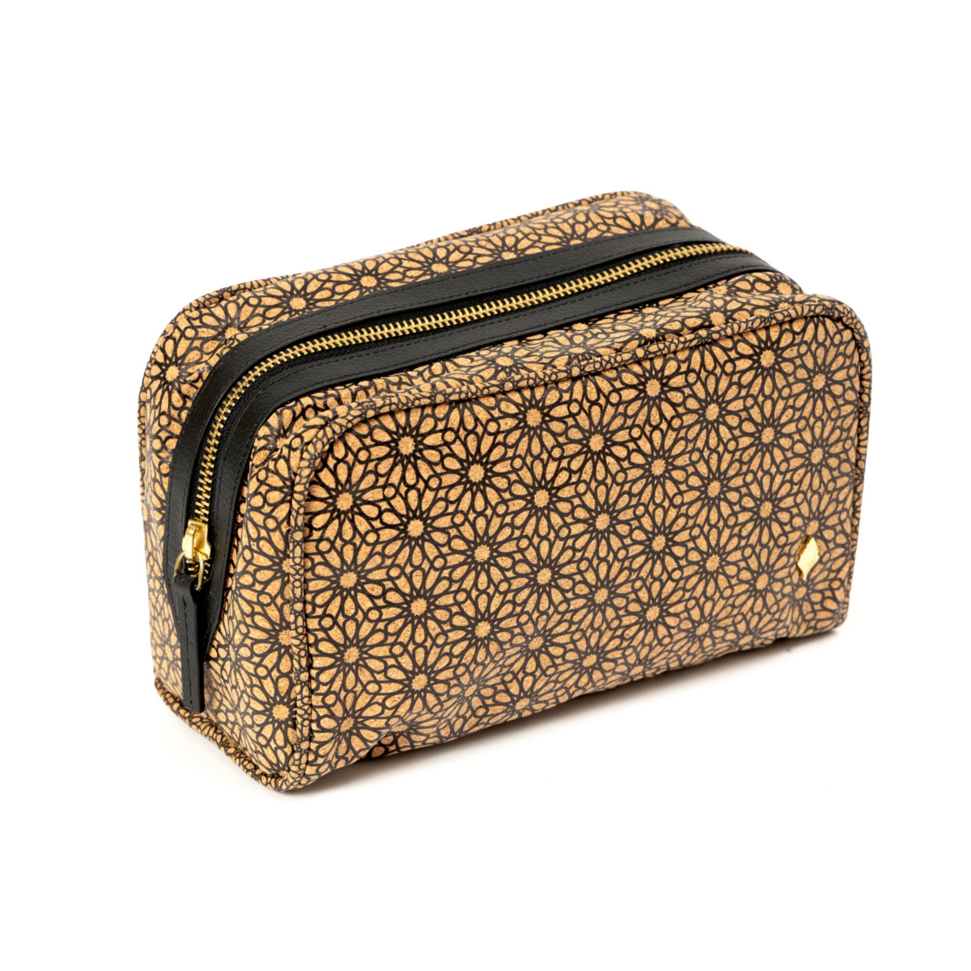 Green Hermitage Utility Kit | Vegan Leather & Cork Printing, Zip Closure (Black) - Image 2