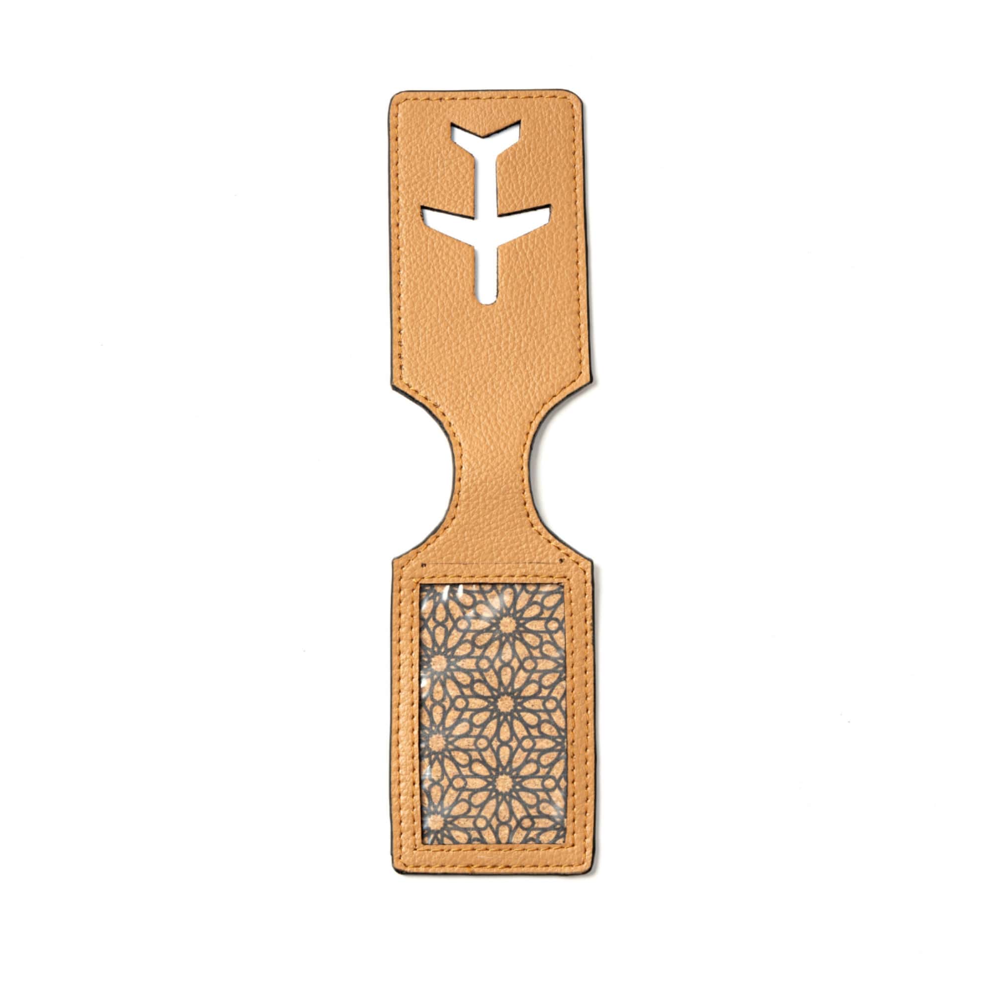 Green Hermitage Travel Tag | Vegan Leather & Cork, Aeroplane Cutout (Caramel)