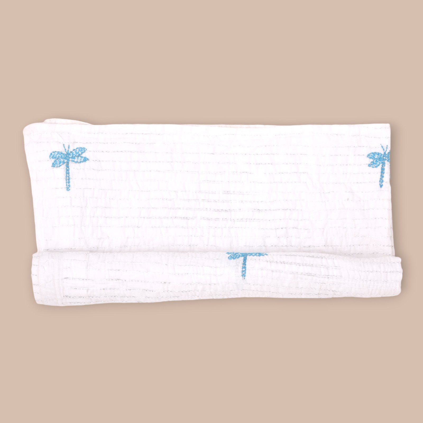 Dragonfly Design Hand Embroidered Mulmul Nakshi Kantha - Image 3