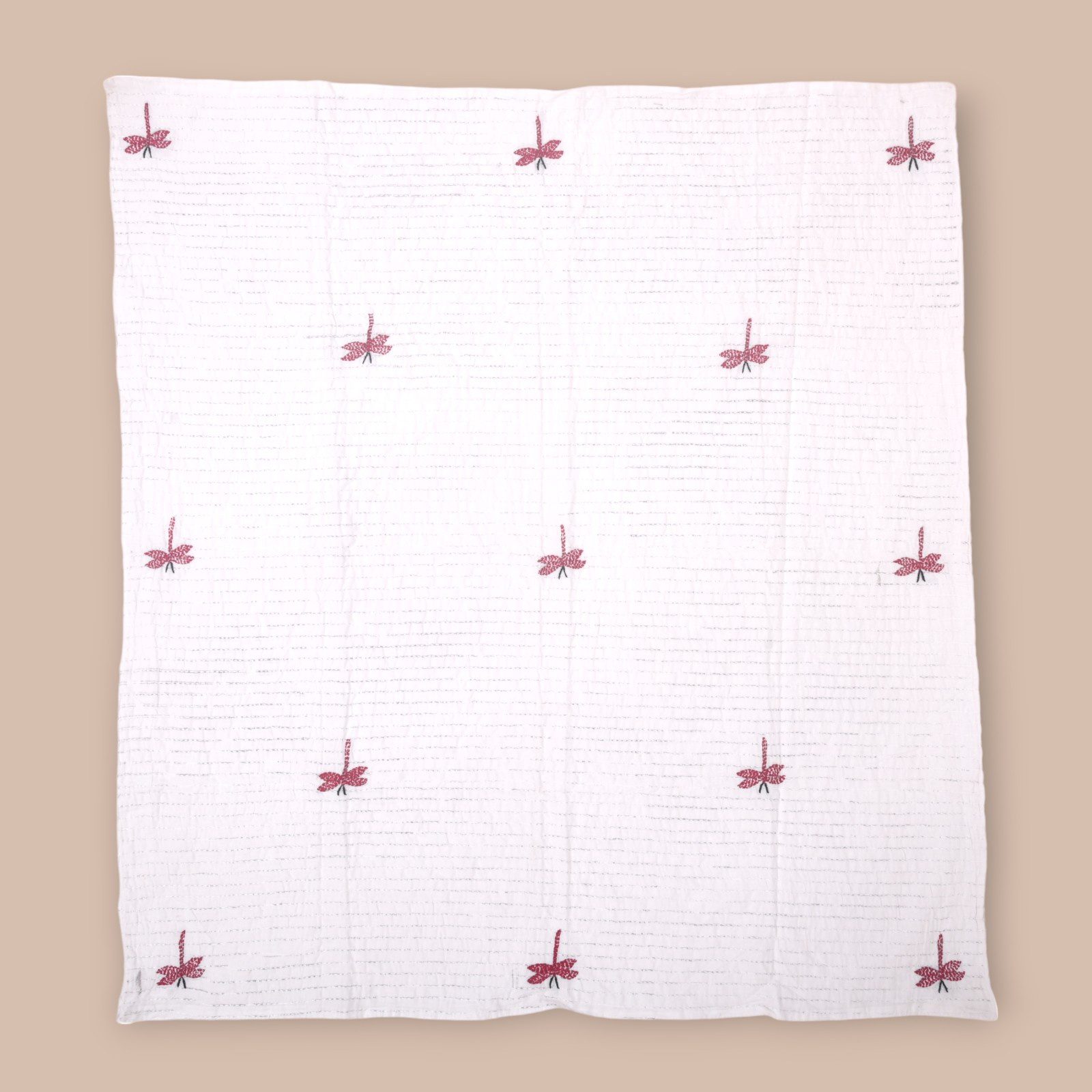 Dragonfly Design Hand Embroidered Mulmul Nakshi Kantha - Image 5