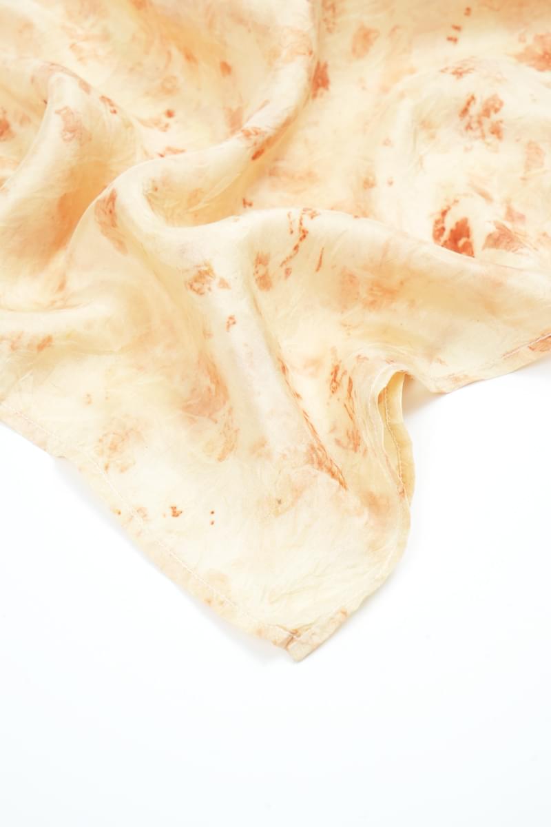 Eco-printed Silk Bandana - Beige with Indian Red - Image 3