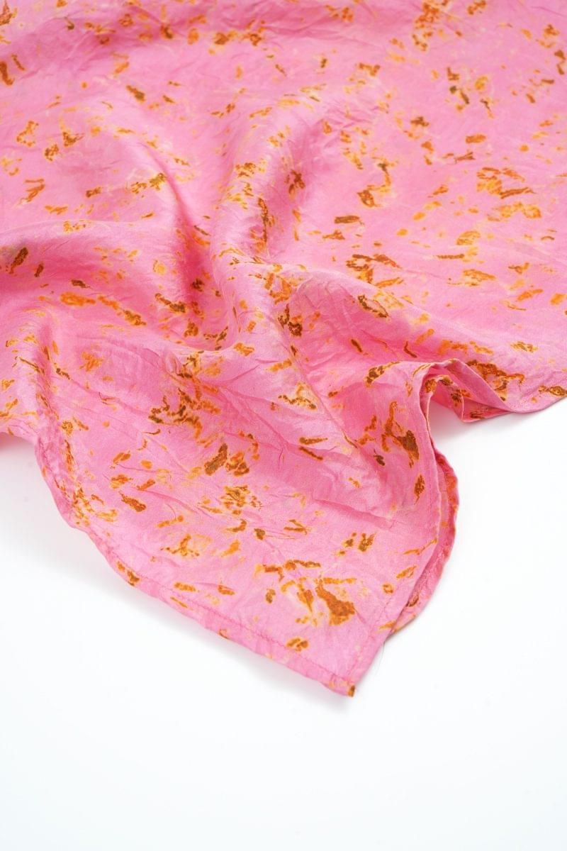 Eco-printed Silk Bandana - Pink with Yellow - Image 3