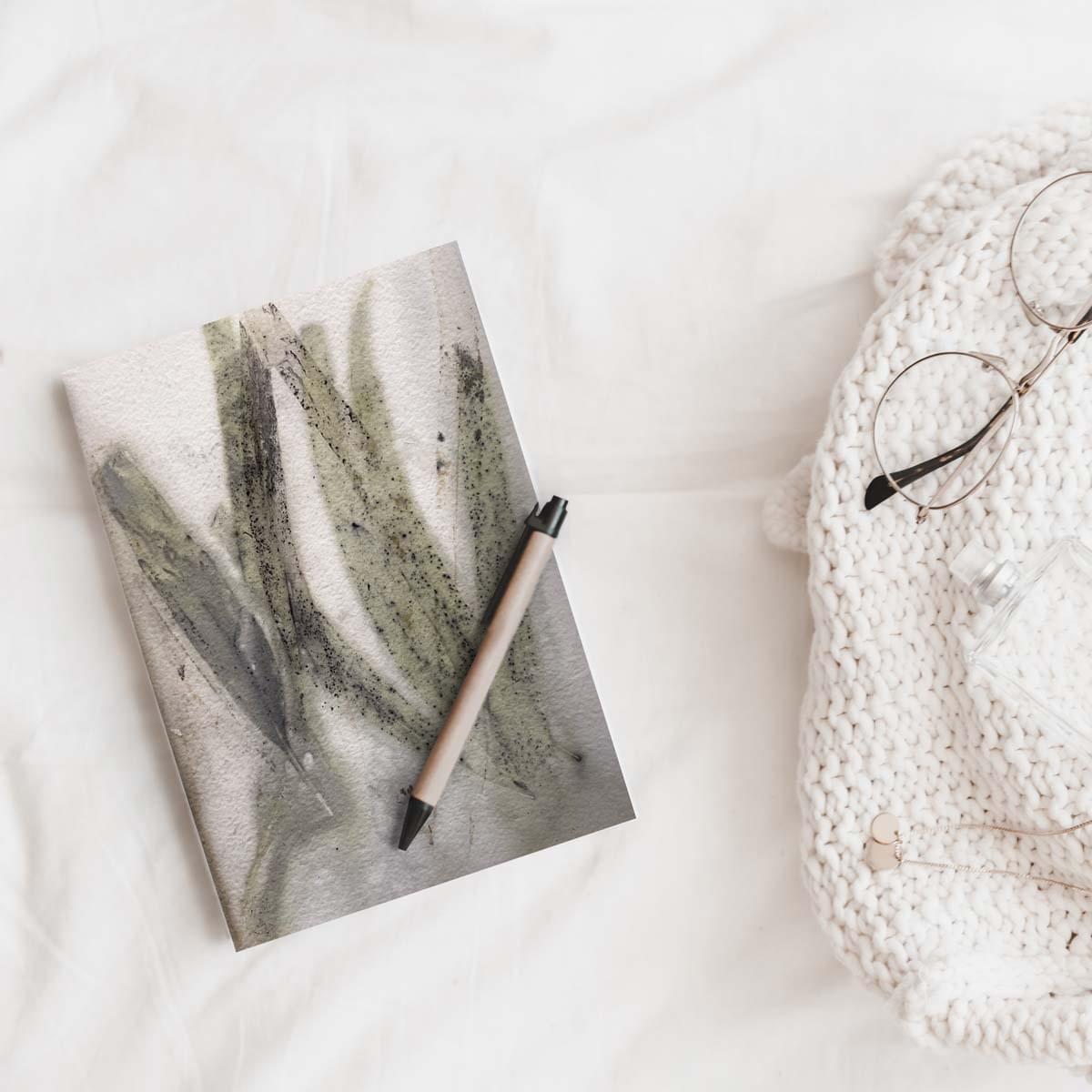 Eco-printed Handmade Journal - Eucalyptus leaf print
