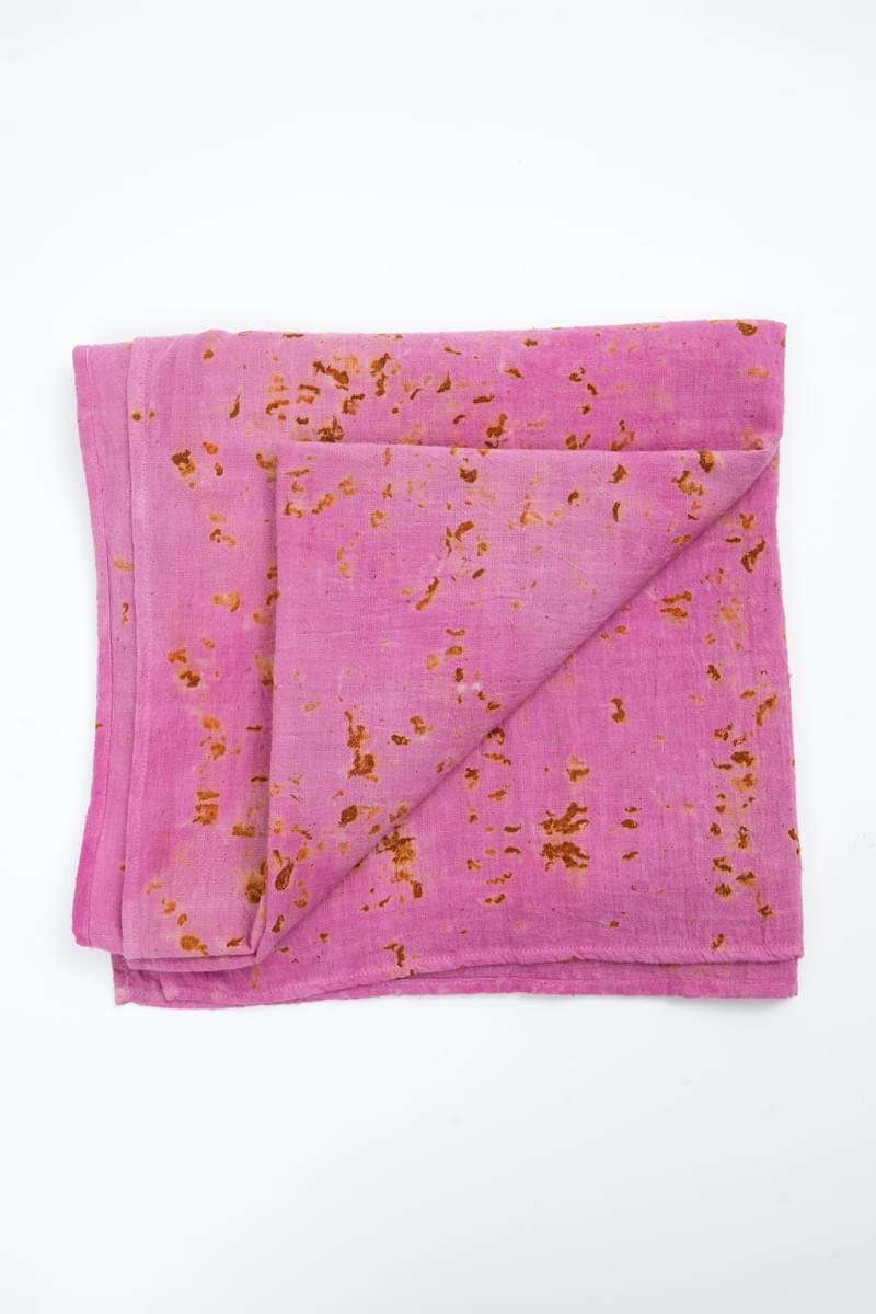 Eco-printed Kala Cotton Stole- Pink with Yellow - Image 3