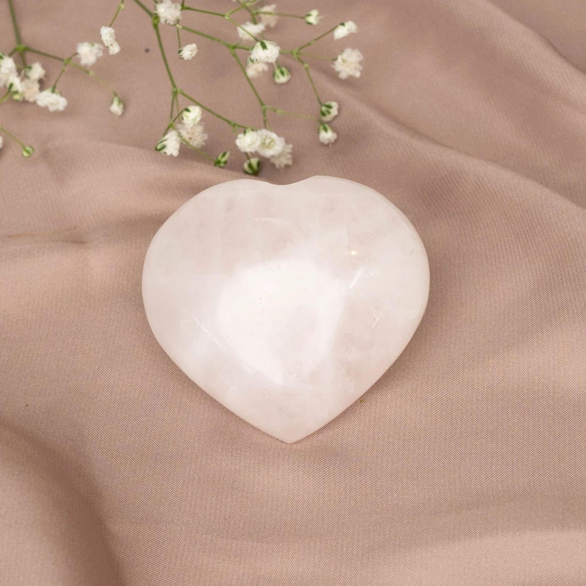 Rose Quartz Crystal Heart 66.4gm