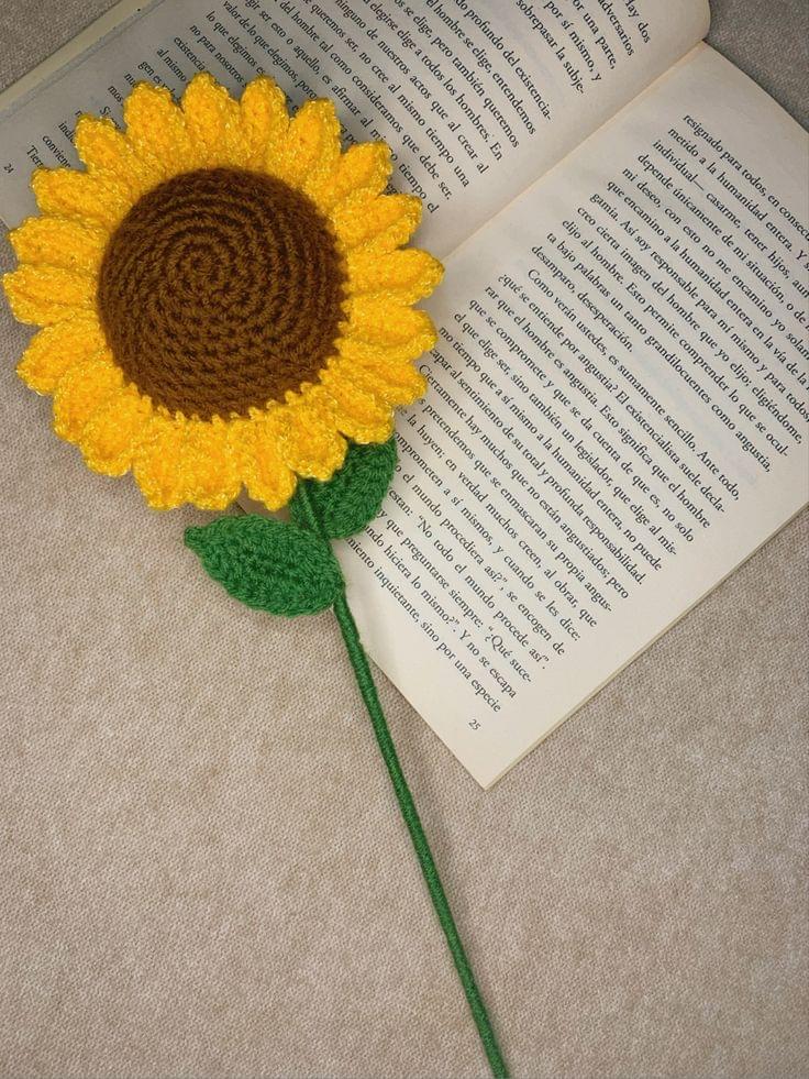 Handmade Crochet Sunflower Stem – Single Piece