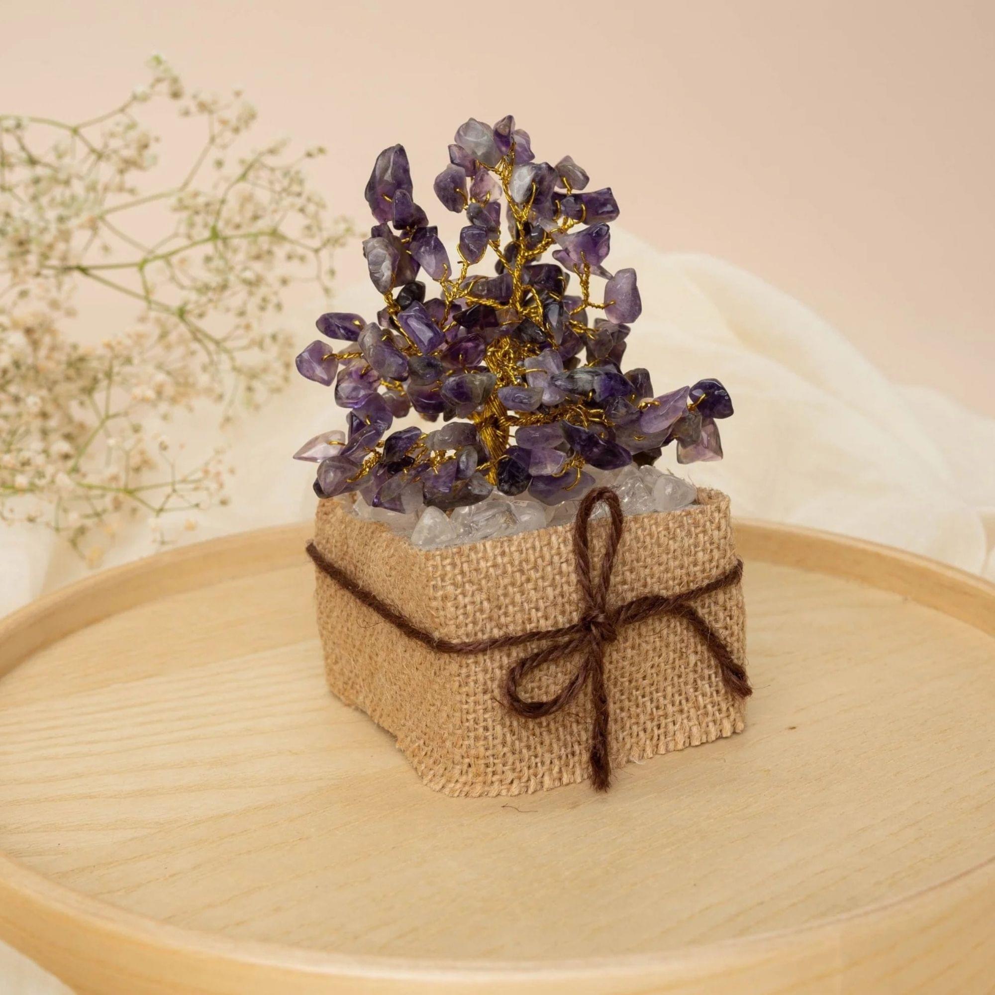 Amethyst Crystal Tree with Jute Base 150 beads