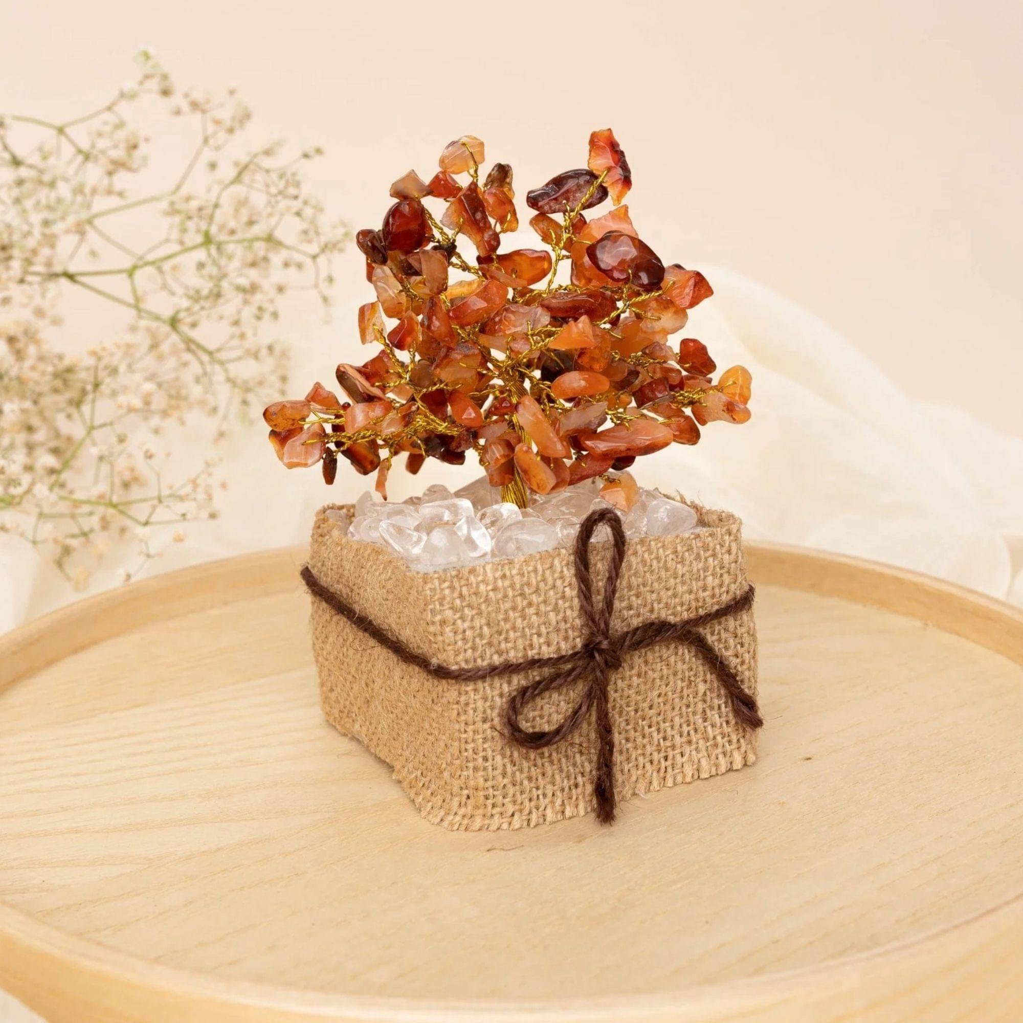 Carnelian Crystal Tree with Jute Base 150 beads