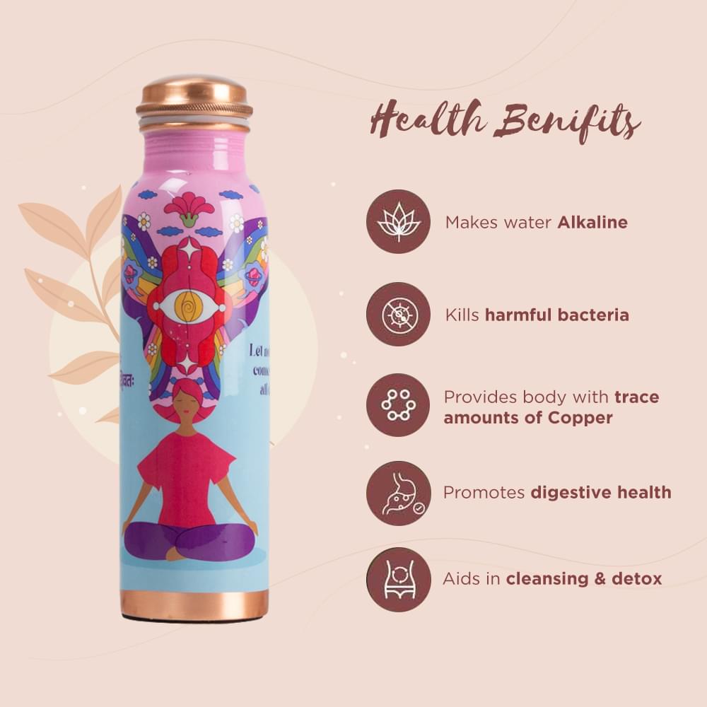 Sarveda Artistically Designed Copper Bottles | Pink and Positive - Image 2