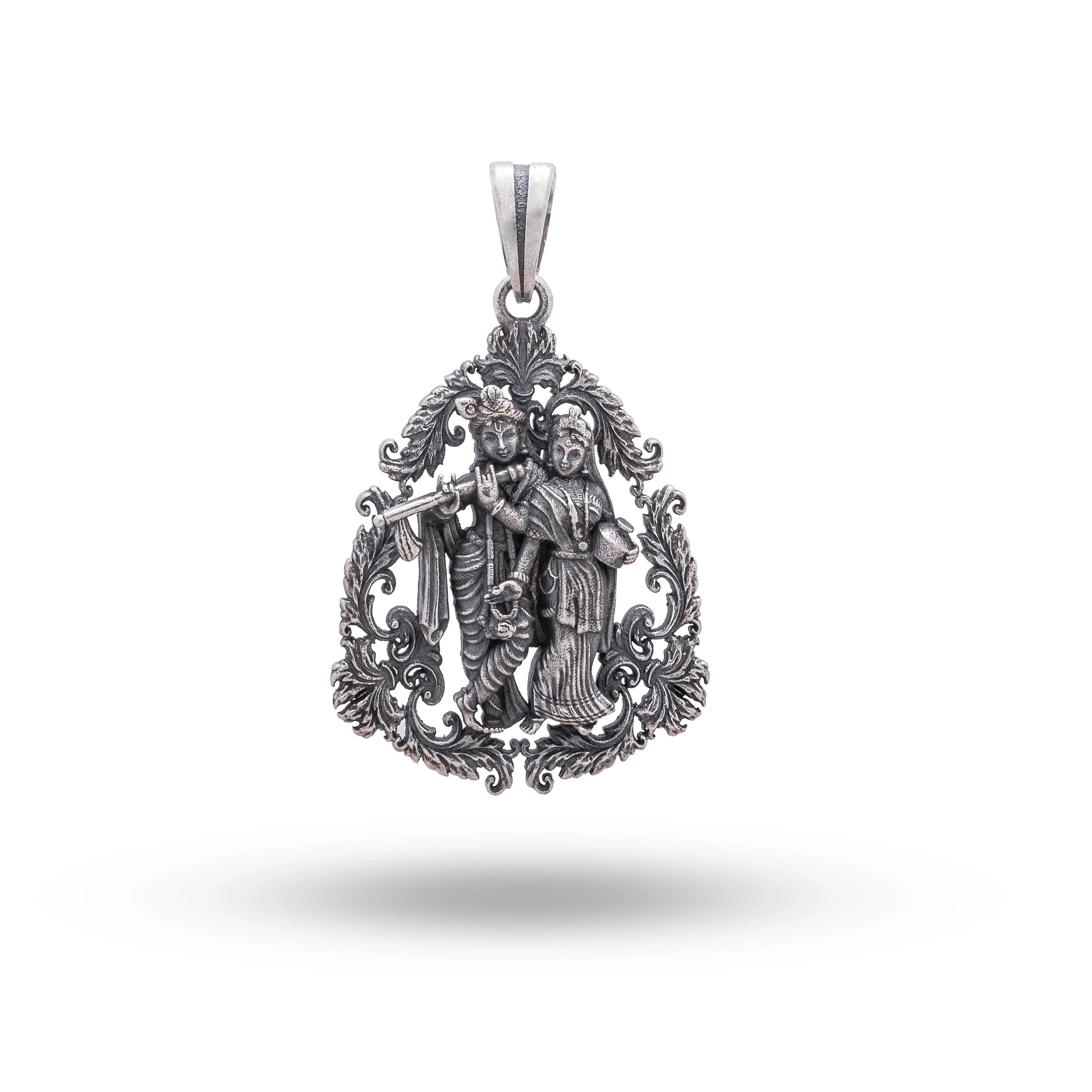 Lord Krishna Radha 925 Sterling Silver Pendant