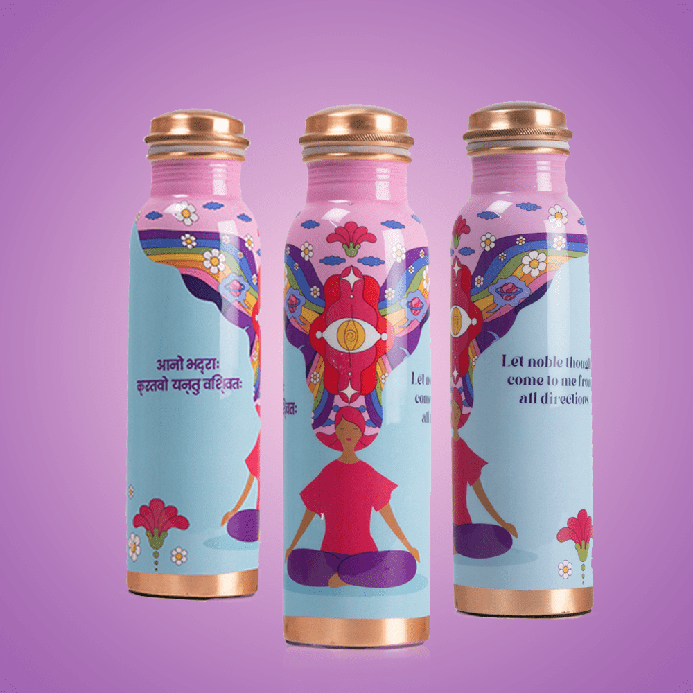 Sarveda Artistically Designed Copper Bottles | Pink and Positive - Image 4
