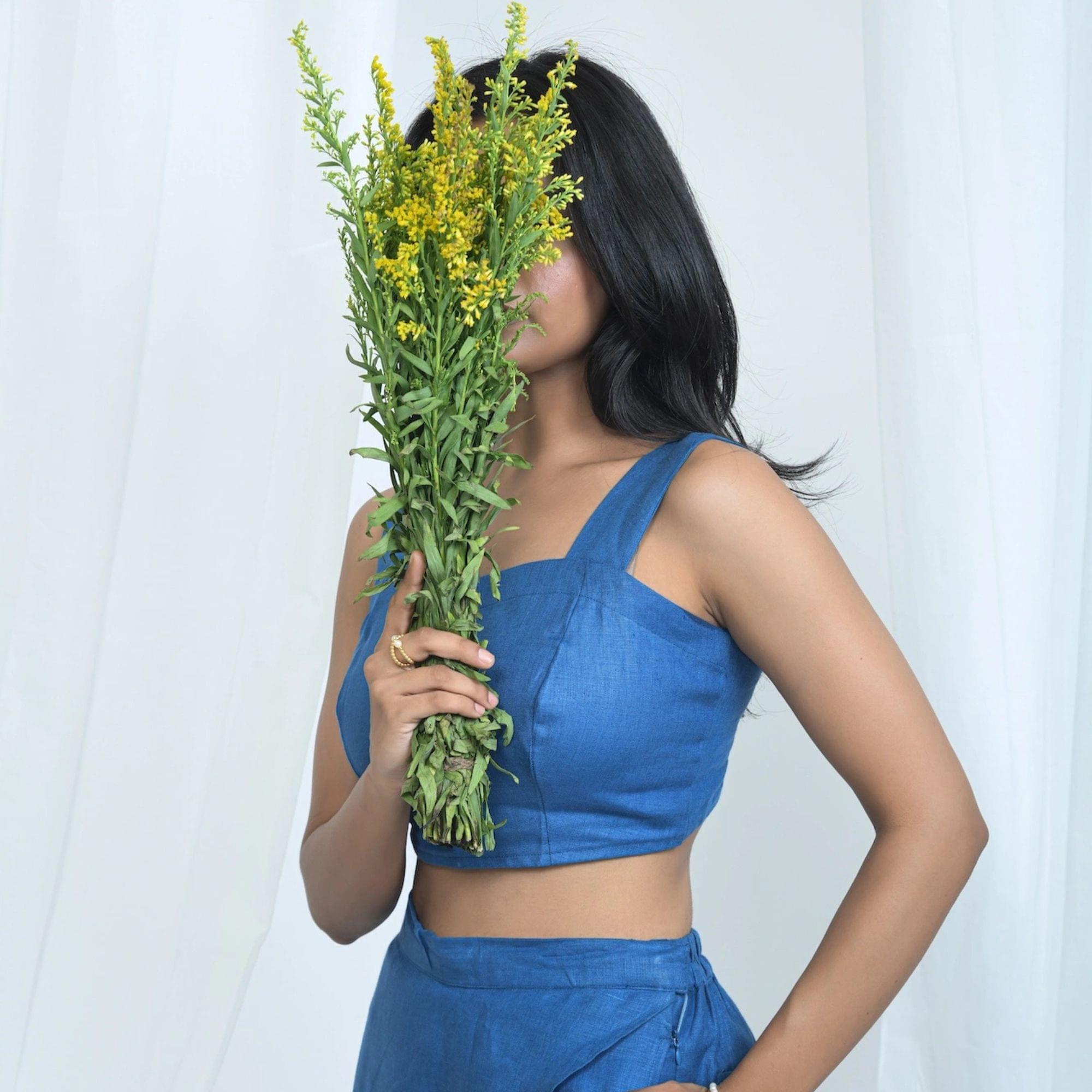 Pure Hemp Crop Top | Soft & Comfortable Fabric | Blueberry