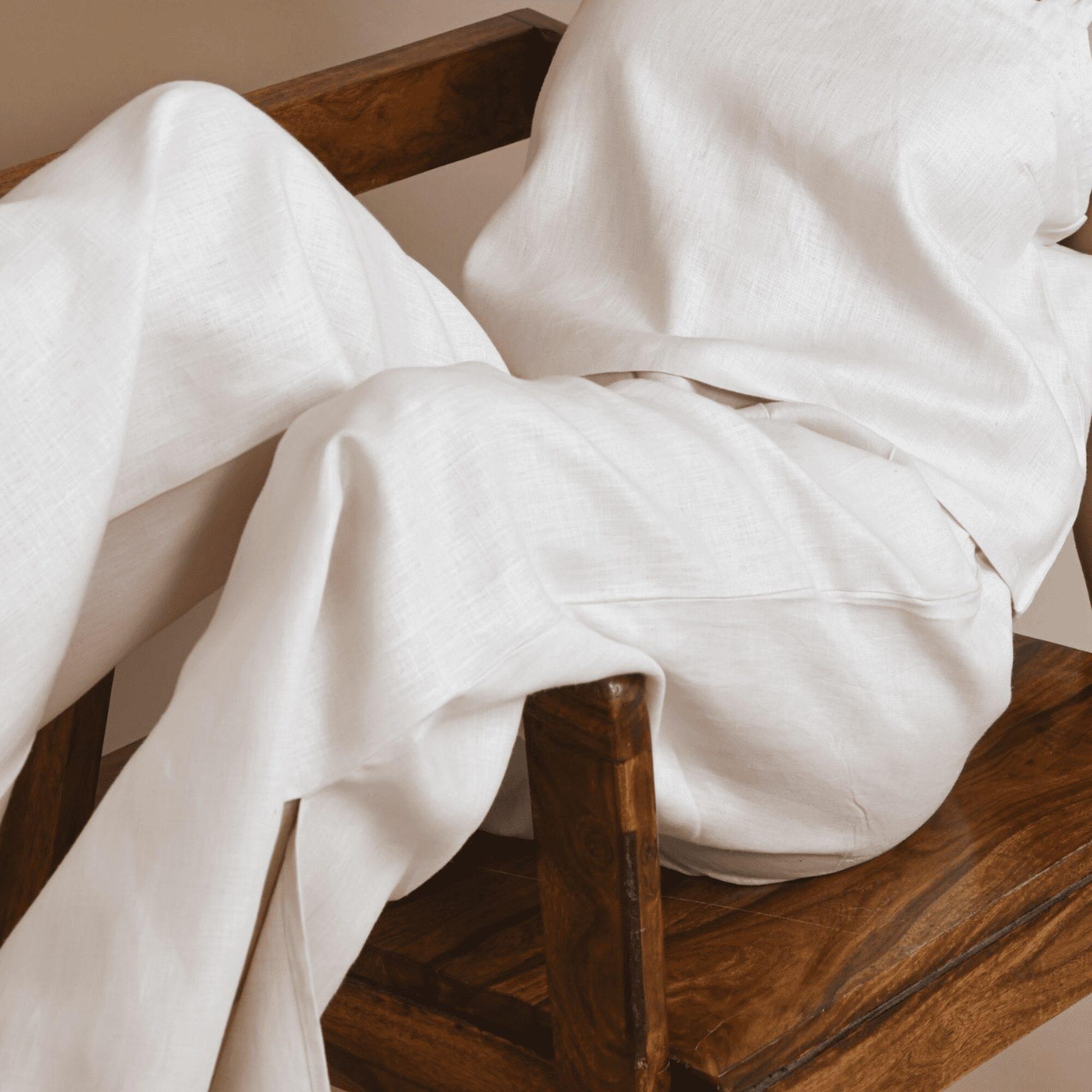 Breathable Hemp Slit Flare Trousers | Peach