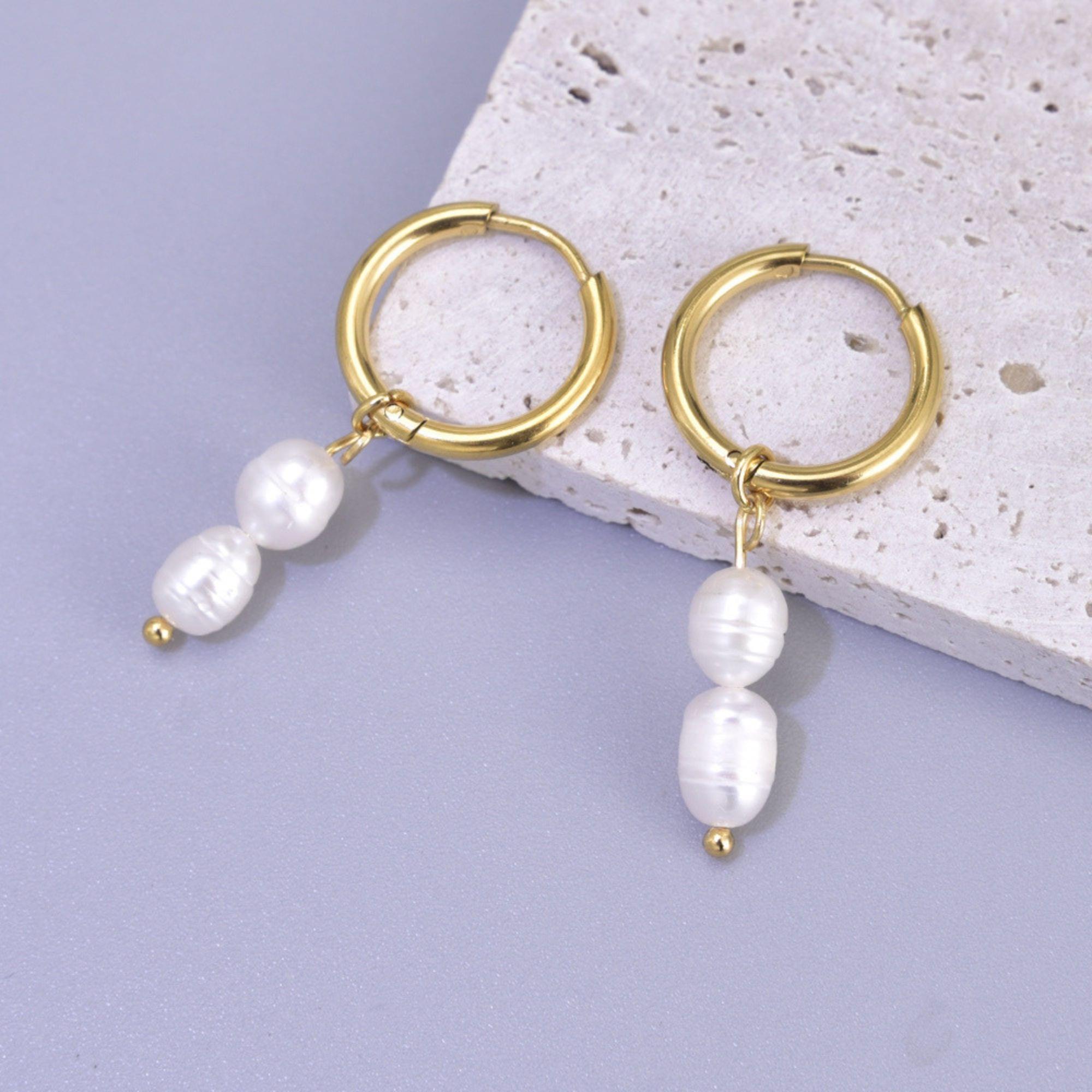 Double Pearl Earrings 