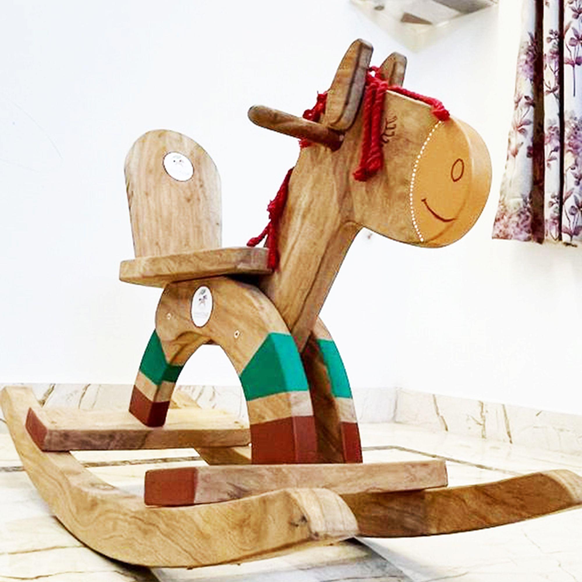 Pure & Solid Neem Wooden Rocking Horse That can Serve for Decades - For 1 to 5 Year kids